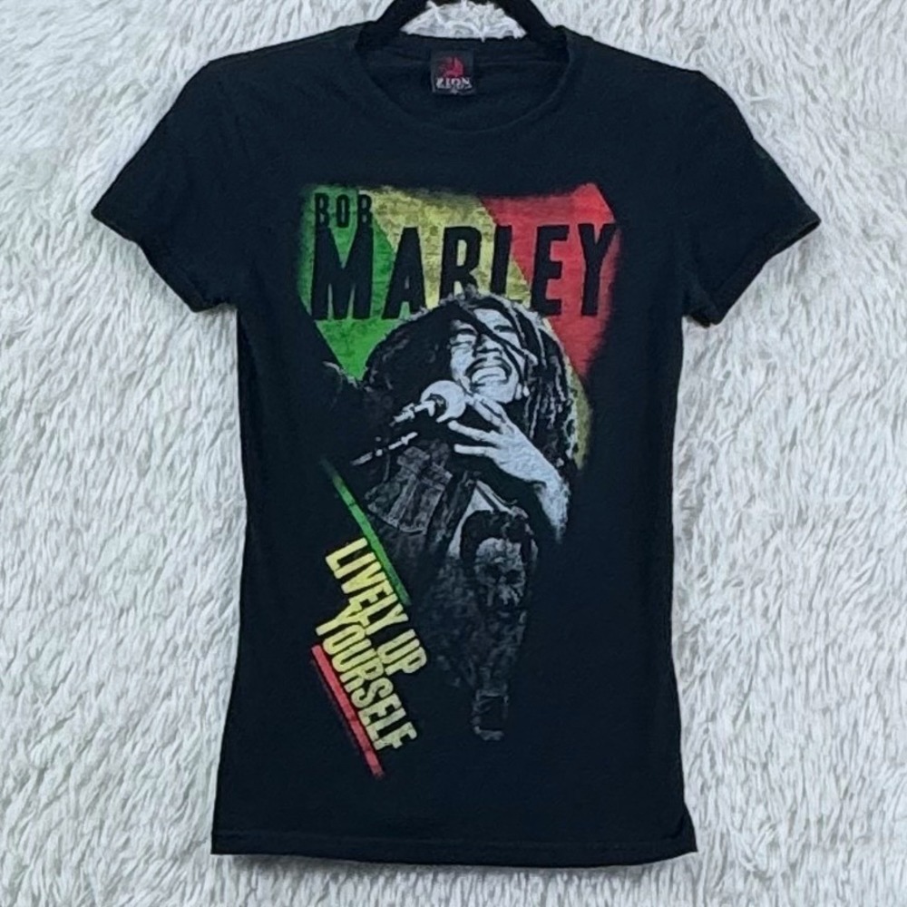 Vintage Bob Marley Zion Rootswear Baby Tee Black Rasta Reggae Shirt Medium